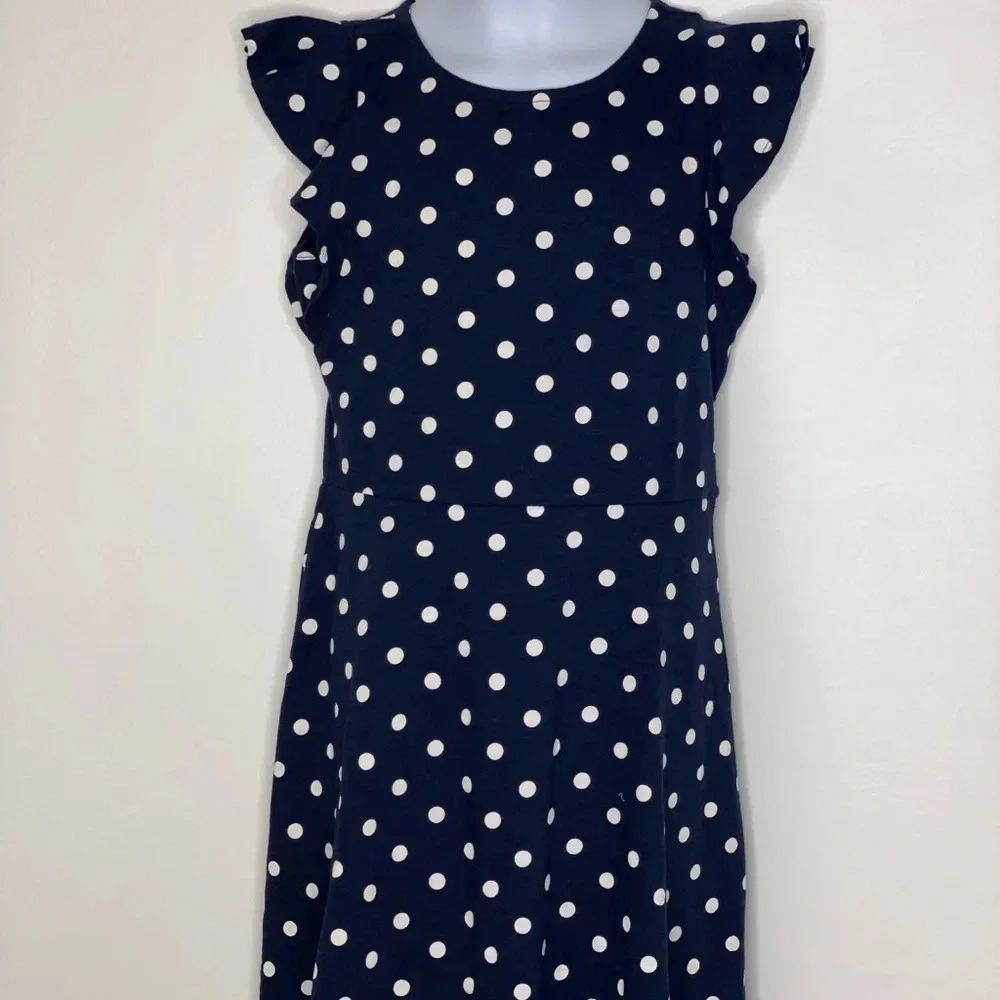 Gap kids girls blue white polka dot dress sz XL NWT